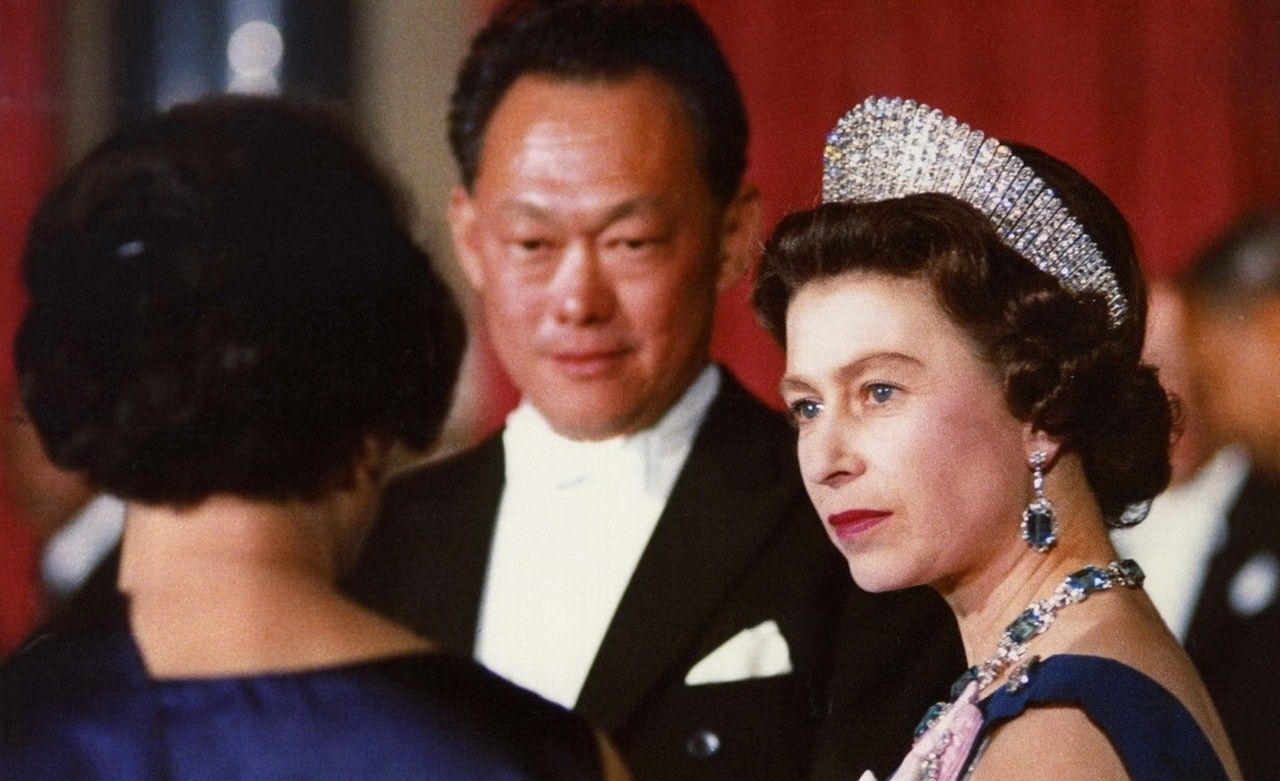 Ли Куан Ю на встрече с королевой Великобритании