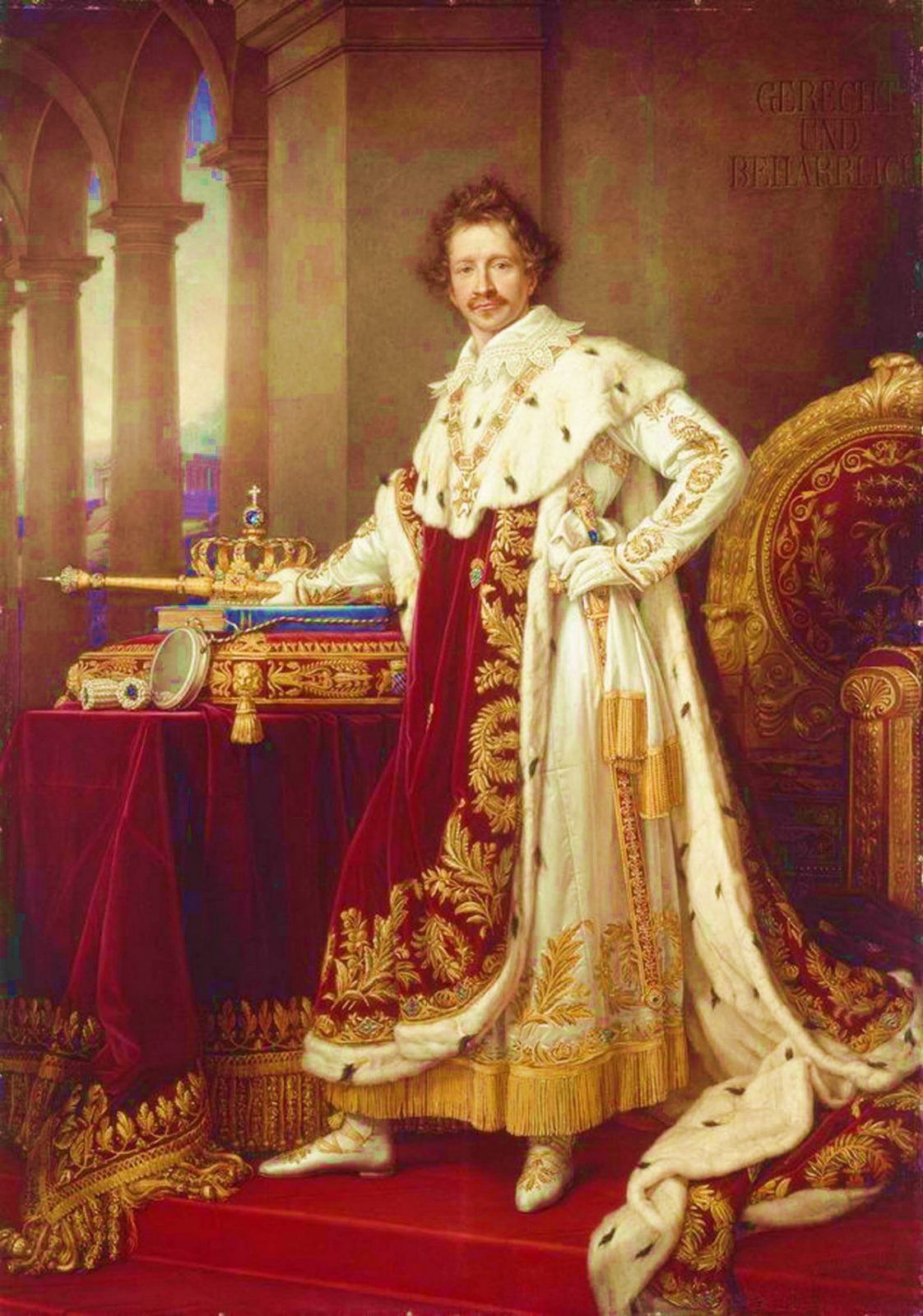 Людвиг I, король Баварии (1825-1848) — дедушка «сказочного короля» Людвига II. В 1810 году он женился на Терезе Саксен-Гильдбургхаузенской. Празднества, устроенные в честь свадьбы, положили начало празднику «Октоберфест»... Людвиг I умер в Ницце, пережив сына, когда уже царствовал его внук Людвиг II. Конная статуя его воздвигнута в Мюнхене в 1862 году, ещё при его жизни...