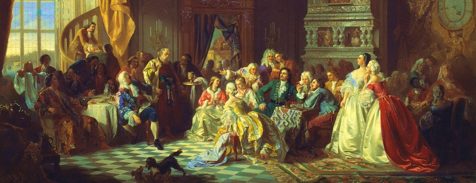 Станислав Хлебовский: Ассамблея при Петре I, фрагмент картины.