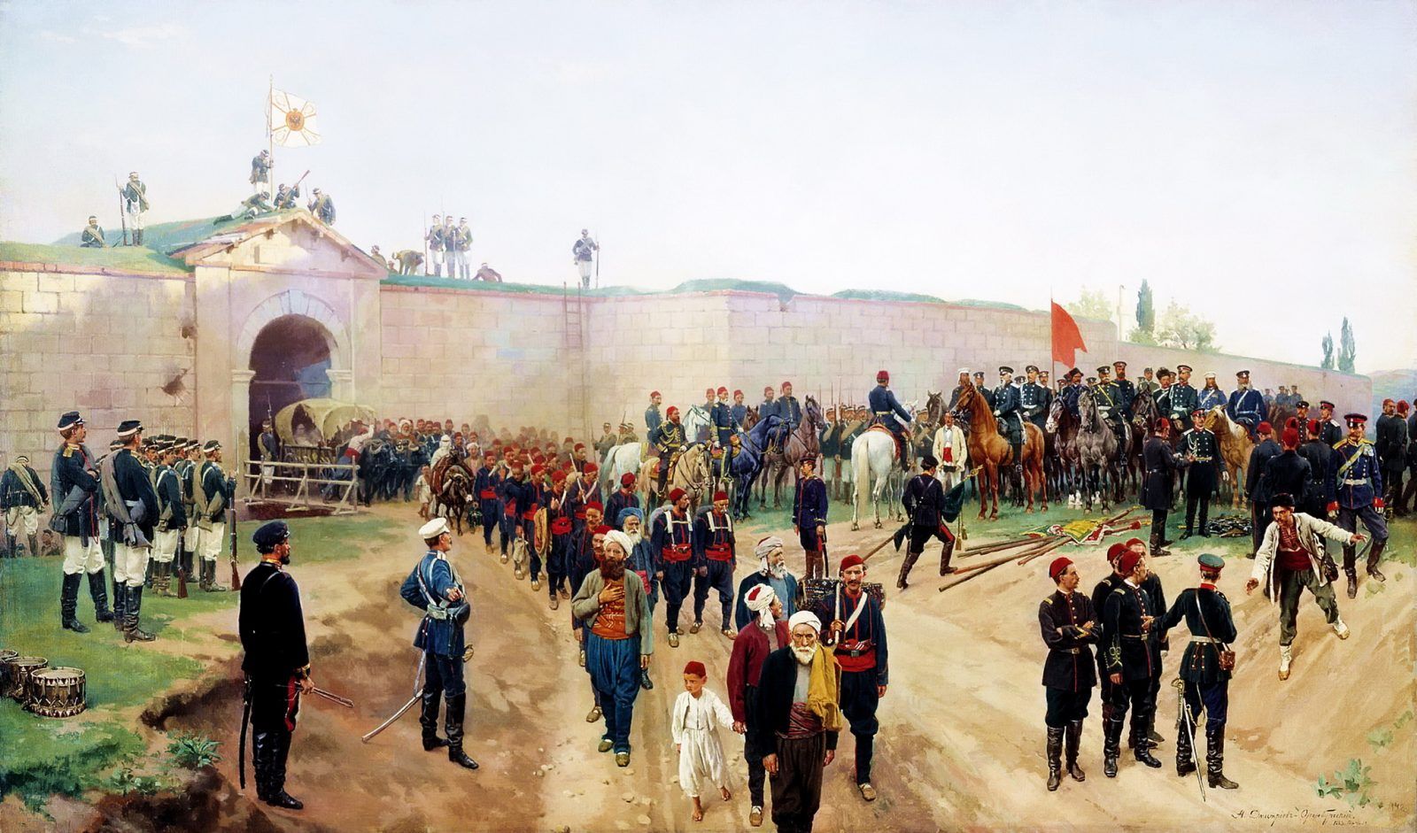 Сдача крепости Никополь, 4 июля 1877 года. Художник: Николай Дмитриев-Оренбургский